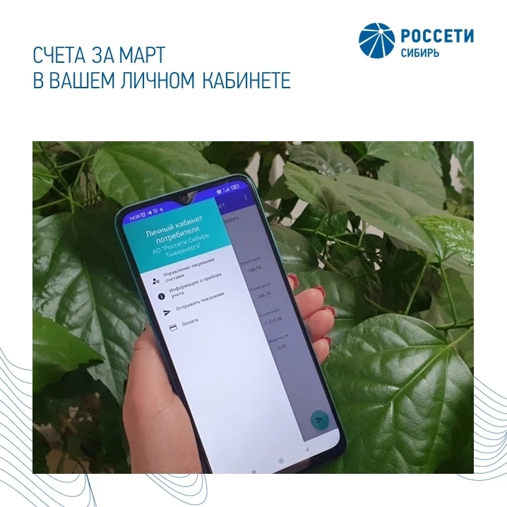 Счета за март в вашем личном кабинете<p>Счета за электроэнергию за март доступны для просмотра и оплаты