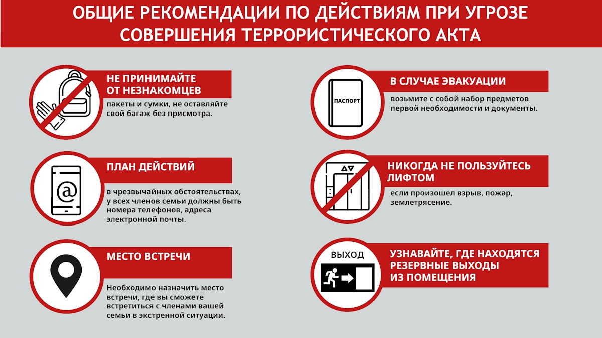 Общие рекомендации по действиям при угрозе совершения террористического акта